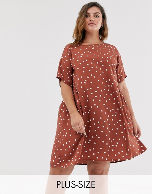 Wednesday's Girl Curve relaxed smock dress in scattered spot print