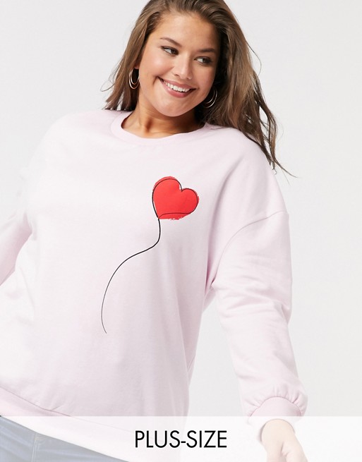 Wednesday's Girl Curve relaxed sweatshirt with heart balloon print