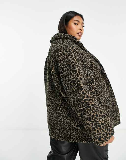 Leopard print borg zip up jacket clearance