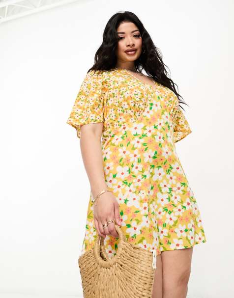 Robe jaune a fleur hot sale