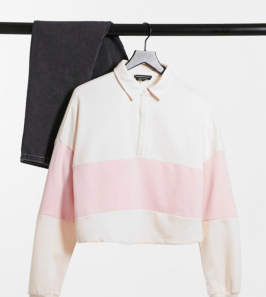Wednesday's Girl Curve - Ruimvallend sweatshirt met contrasterende streep-Roze