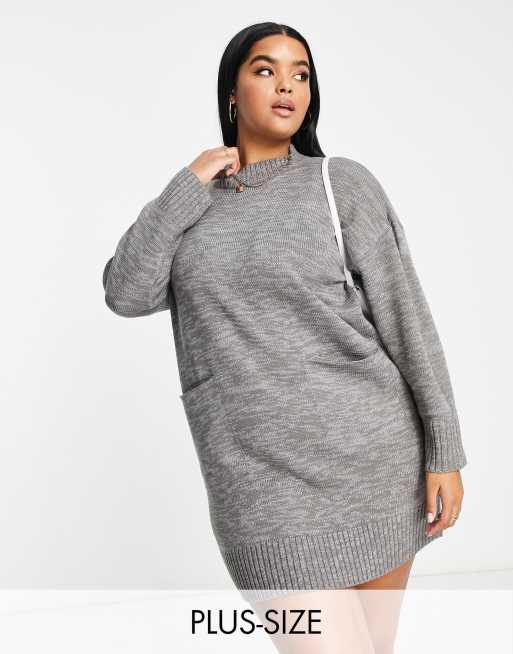 Wednesday's Curve sweater dress with high neck gray knit | ASOS