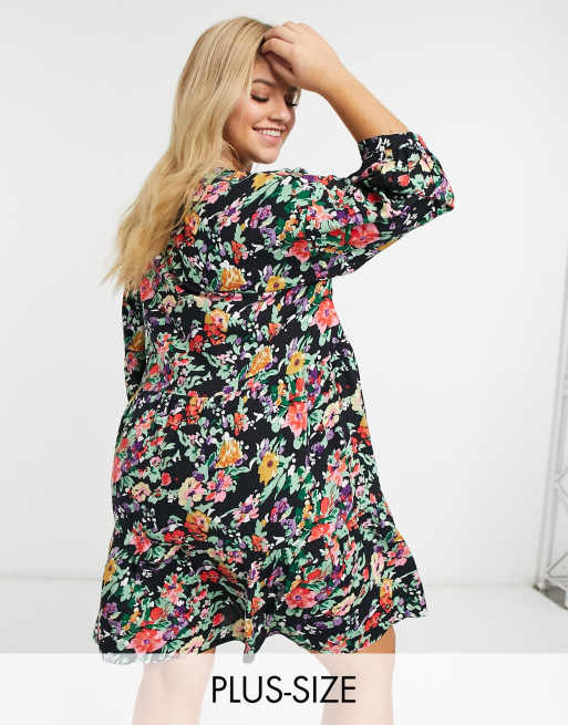 Wednesday's Girl Curve – Sukienka dzienna mini ze wzorem w kwiaty w stylu vintage