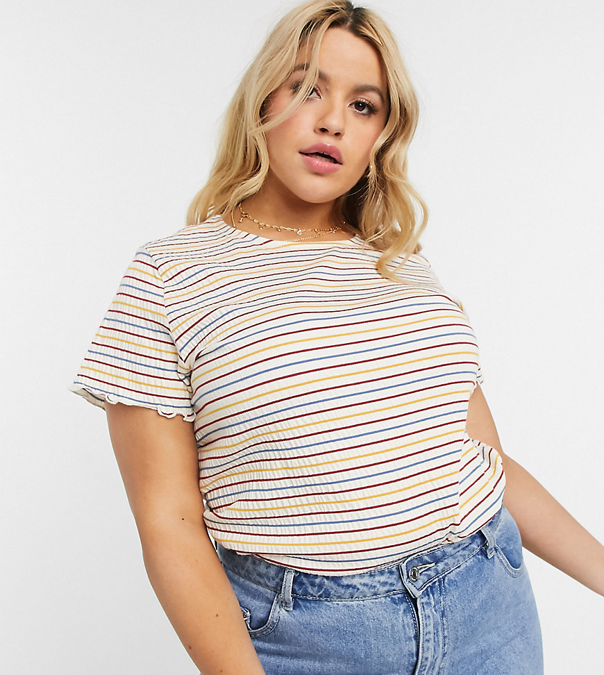 Wednesday's Girl Curve - T-shirt met golvende zoom en retro strepen-Multi