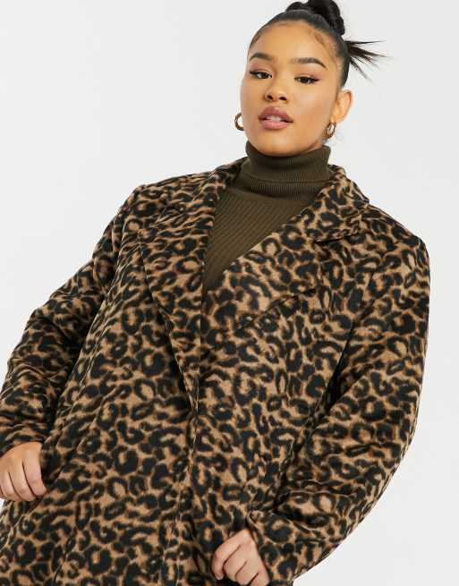 Wednesday s Girl Curve tailored coat in leopard print ASOS