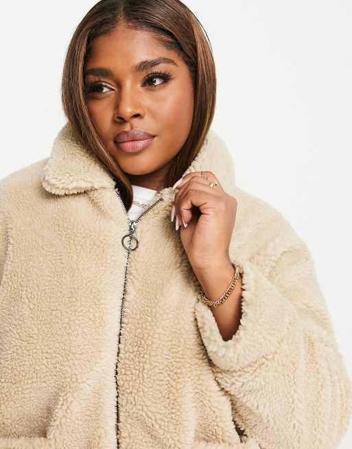 Camel oversized hot sale teddy coat