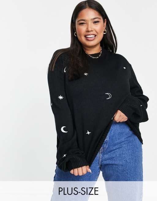 Wednesday's Girl Curve - Trui met hemels borduursel