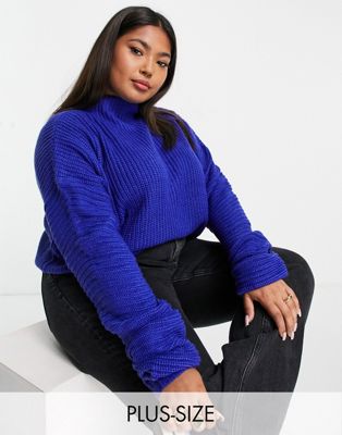 Wednesday's Girl Curve ultimate high neck jumper in blue