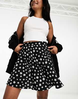 Wednesday's Girl daisy print flippy mini skirt in black - ASOS Price Checker