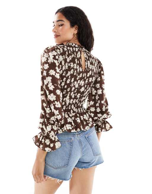 トップス deres half sleeve blouse chocolate Bridget / half sleeve blouse(sugar/sesame/chocolate) – deres