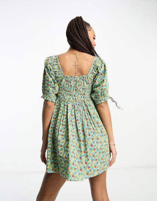 Wednesday's girl mini smock outlet dress in ditsy floral