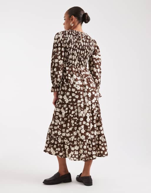 brown ditsy dress Just Say Yes Brown Ditsy Floral Dress, Large - The Mint Julep Boutique