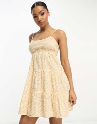 Wednesday's Girl Wednesday's Girl ditsy tiered cami mini dress in yellow