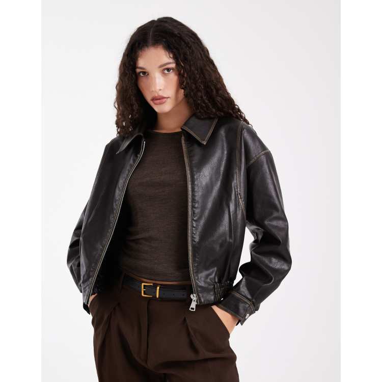 Wednesdays Girl faux leather oversized jacket in black | ASOS