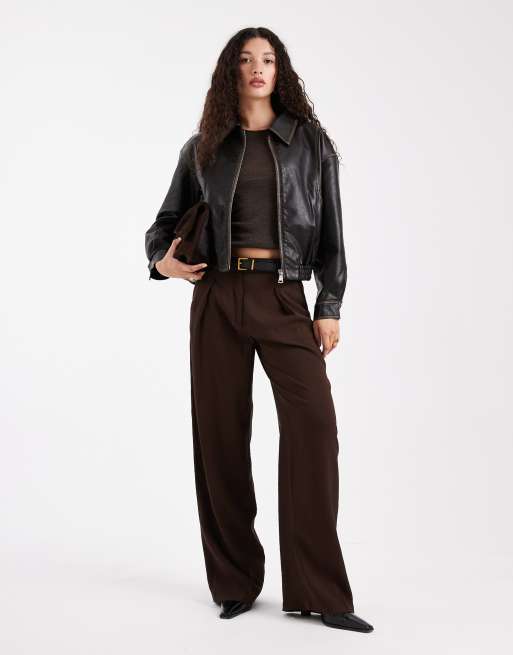 Wednesdays Girl faux leather oversized jacket in black