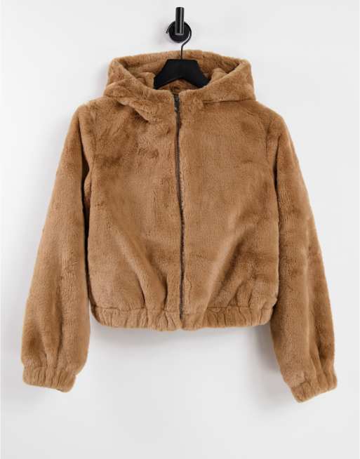 Wednesday's Girl - Felpa con cappuccio oversize in pelliccia sintetica
