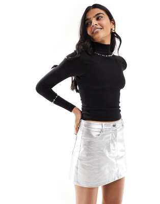 Wednesday's Girl fine knit jumper with stud detail in black - ASOS Price Checker