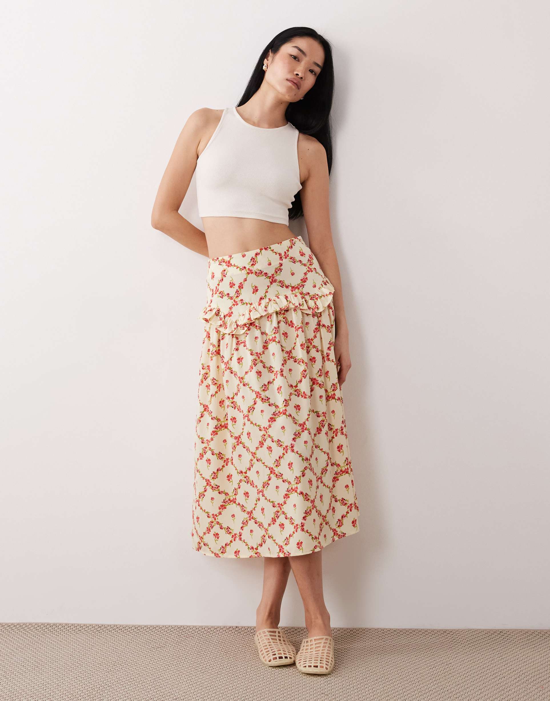 wednesday's girl floaty midaxi dress in rose print