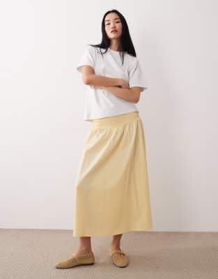 Wednesdays Girl floaty midaxi skirt in butter yellow yellow