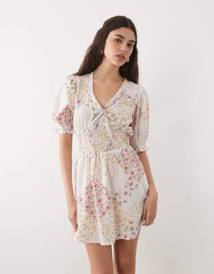 Wednesday's Girl Floaty Mini Dress In Neutral
