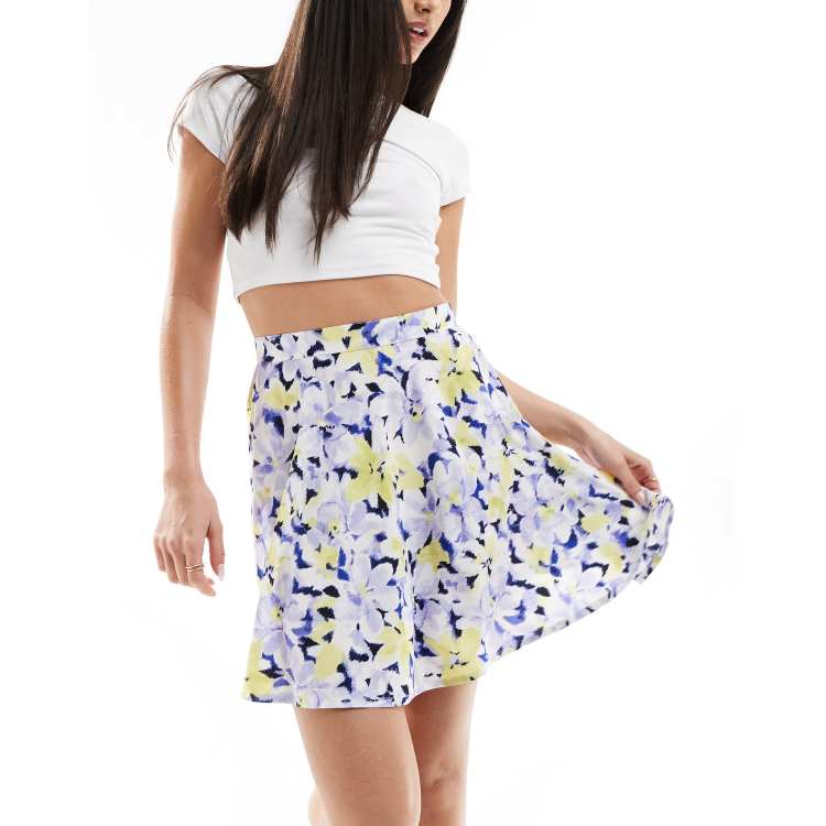 Wednesday s Girl floral print flippy mini skirt in blue ASOS