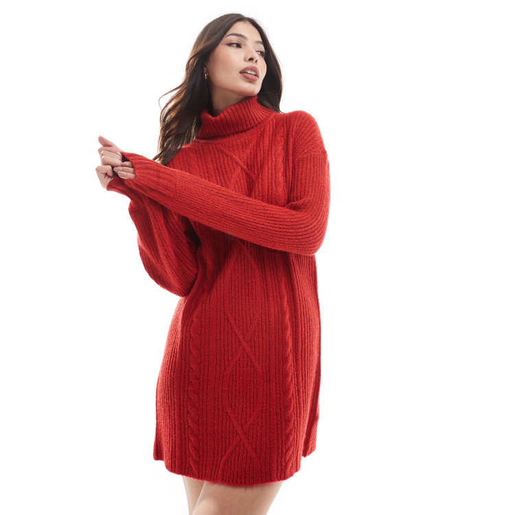 Cowl Neck Dress Barn Red Sweater Wednesday's Girl Funnel Neck