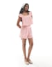Wednesday's Girl gauzy smock ruffle sleeve blouse in pink - part of a set
