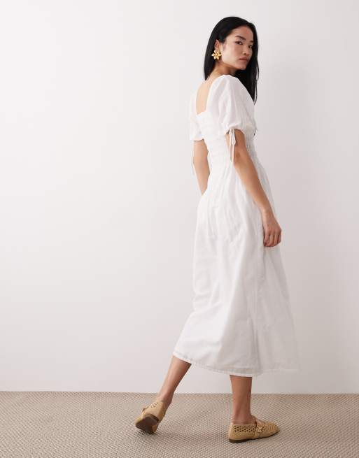 Wednesday's Girl – Gerafftes Midaxi-Hängerkleid in Weiß , 4 von 4