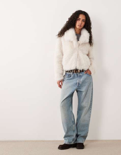 Wednesday's Girl giacca in pelliccia sintetica con colletto color crema - view 1
