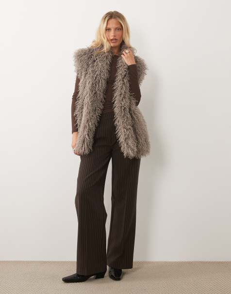 Wednesdays Girl gilet in pelliccia sintetica grigio - view 1