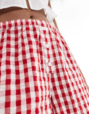Wednesday's Girl gingham boxer style shorts in red