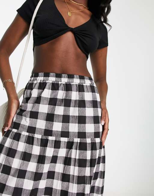 Gingham skirt outlet black