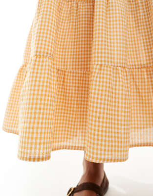 Wednesday's Girl gingham tiered midaxi skirt co-ord in yellow