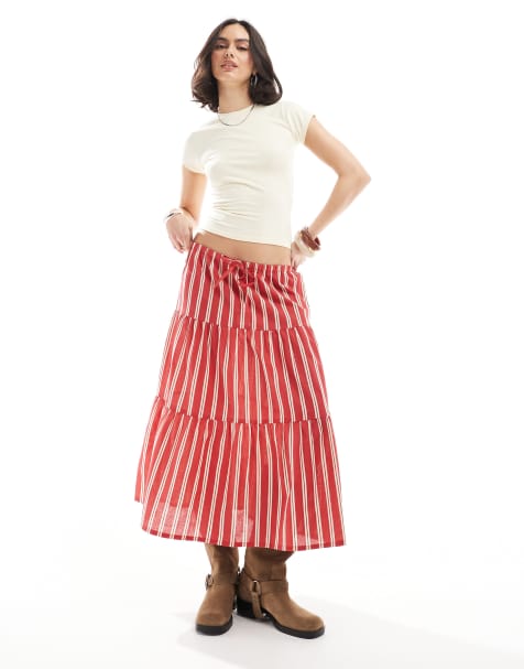 Wednesday's Girl - Gonna midi a balze rossa a righe - view 1