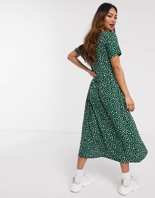 Wednesday's Girl – Grön midi-smockklänning med fläckprickar, 2 av 4