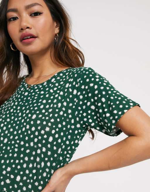 Wednesday's Girl – Grön midi-smockklänning med fläckprickar, 3 av 4