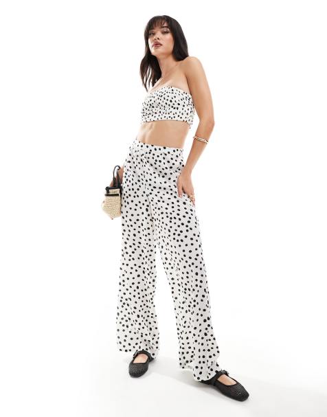 Wednesday's Girl – Hose in Weiß mit Punktemuster und weitem Bein - view 1