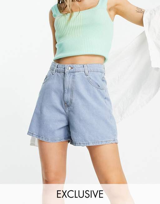 Wednesday's Girl – Jasnoniebieskie szorty jeansowe mom fit z podwyższonym stanem