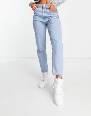 Wednesday's Girl - Jeans in heller Waschung mit schmalem Schnitt und hohem Bund-Blau