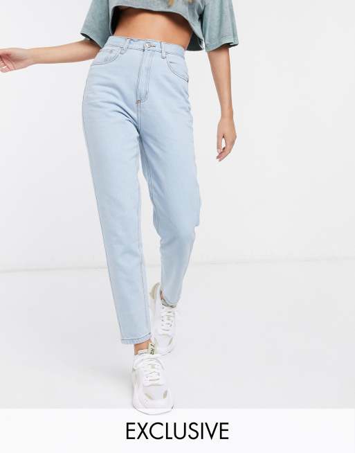 Wednesday's Girl - Jeans met hoge taille en rechte pijpen in lichte wassing