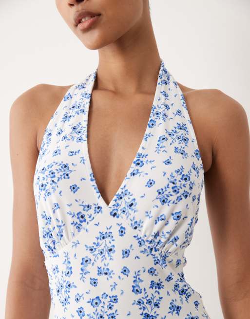 blue jersey halter dress Wednesdays Girl neck mini in floral final-sale::false Hand Wash Cold Size:3/4 XOXO Black & Silver