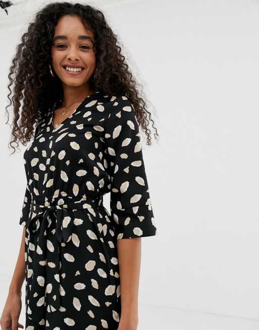Wednesday's Girl jumpsuit with wrap front in abstract print, 3 of 4