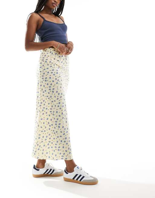 Wednesday's Girl - Jupe longueur mollet en chintz à fleurs - Jaune