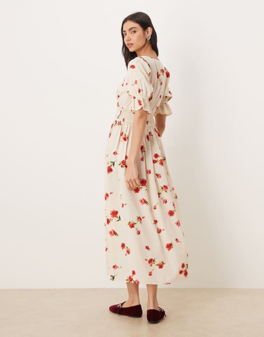 Wednesday's Girl – Kurzärmliges, fließendes Midaxi-Kleid mit Blümchenmuster, 2 von 4