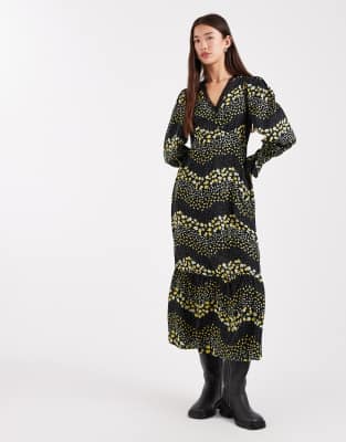 Wednesday's Girl - Langärmliges Midaxikleid in gelb geblümt-Bunt