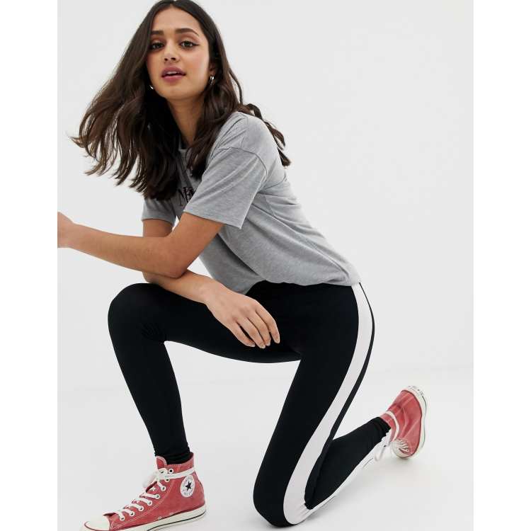 Girls Dark Grey Side Stripe London Logo Leggings