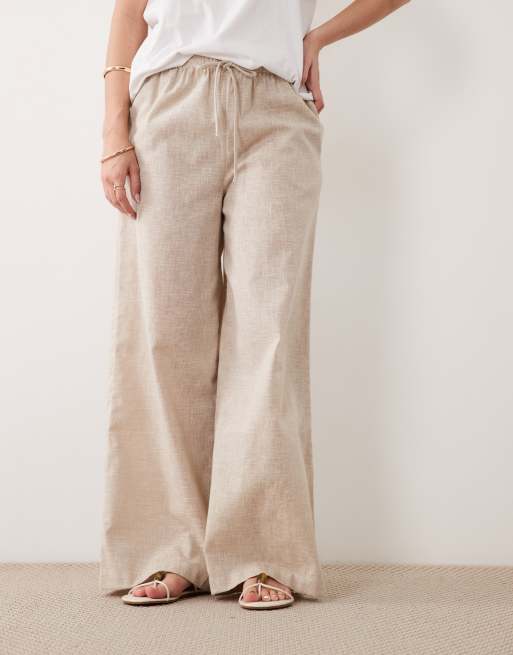 Wednesday's Girl – Leinenhose in Wollweiß mit Bindegürtel, 2 von 5