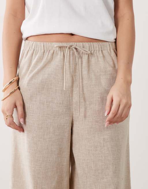 Wednesday's Girl – Leinenhose in Wollweiß mit Bindegürtel, 3 von 5