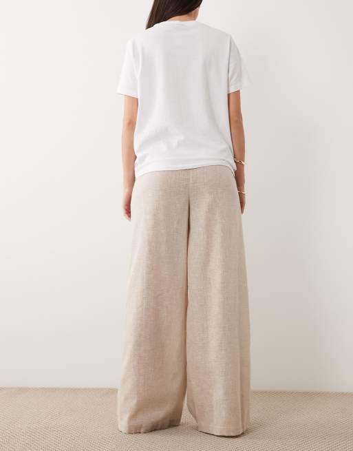 Wednesday's Girl – Leinenhose in Wollweiß mit Bindegürtel, 5 von 5