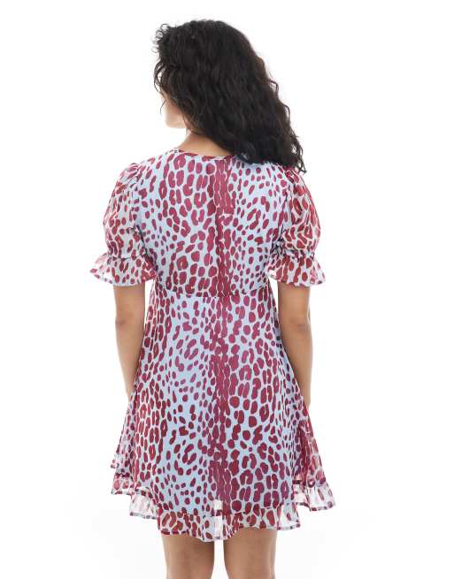 the love witch blue dress Harlow Snow Leopard Print Mini Dress